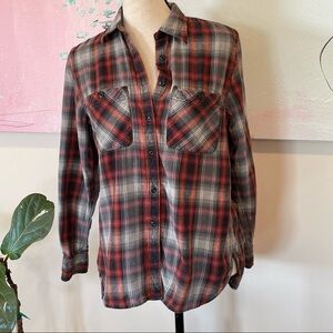 DENIM & SUPPLY Ralph Lauren Black White Plaid Utility Button Up Cotton Shirt M.